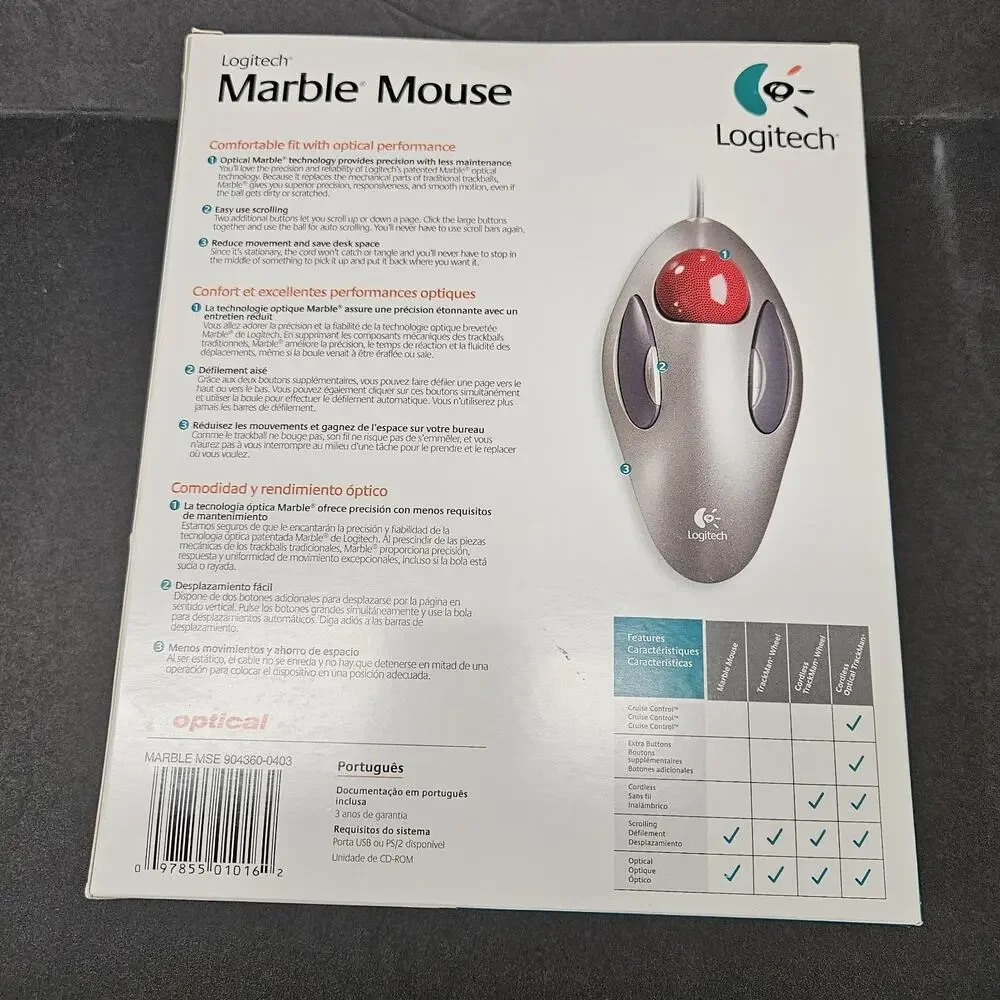 Logitech Marble Mouse Trackball Ball 904360-0403 BRAND NEW / Sealed